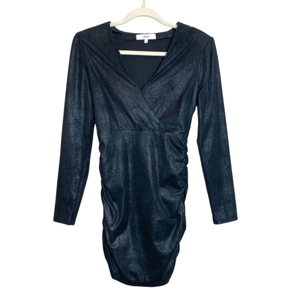 Revolve Likely Black Metallic V Neck Long Sleeve Party Dress 2 Lined Stretch - Picture 1 of 6